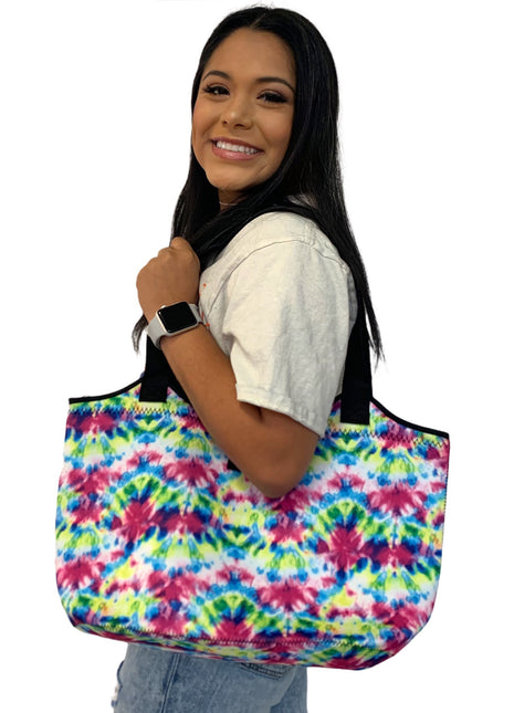 Purple Tie Dye Pocket Neoprene Tote