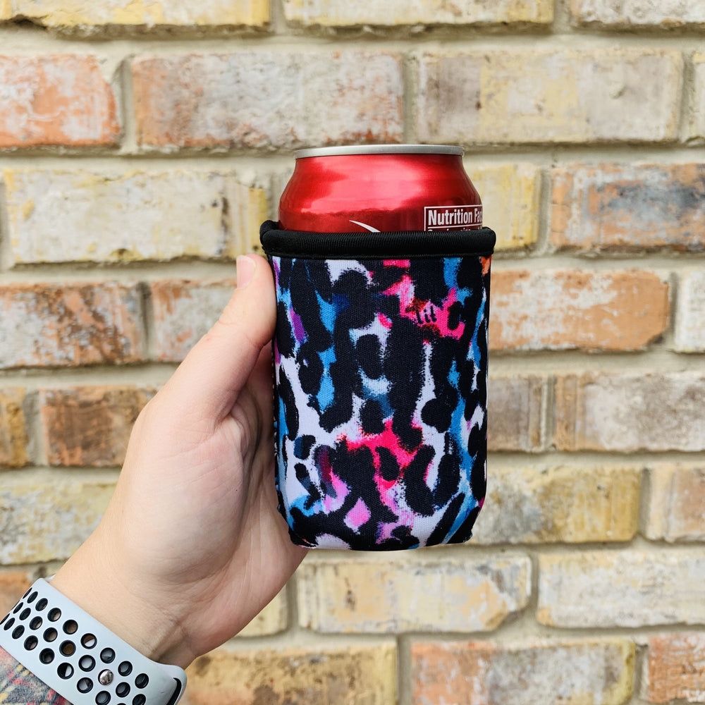 Watercolor Leopard 12oz Stubby Can Cooler