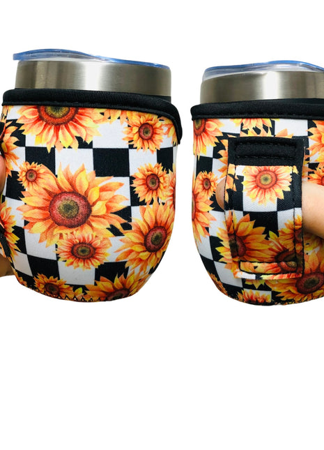 Sunflowers & Checkers 12oz Wine Tumbler Handler