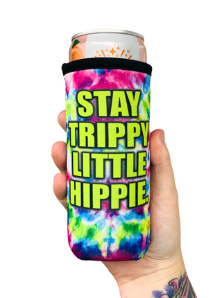 Stay Trippy Little Hippie 12oz Slim Can Cooler
