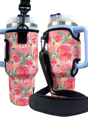 Summer Blooms 40oz Tumbler With Handle Sleeve