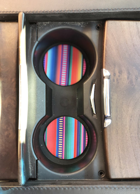 Pink Serape Neoprene Car Coasters