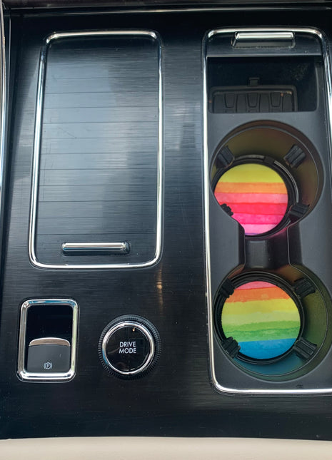 Rainbow Neoprene Car Coasters