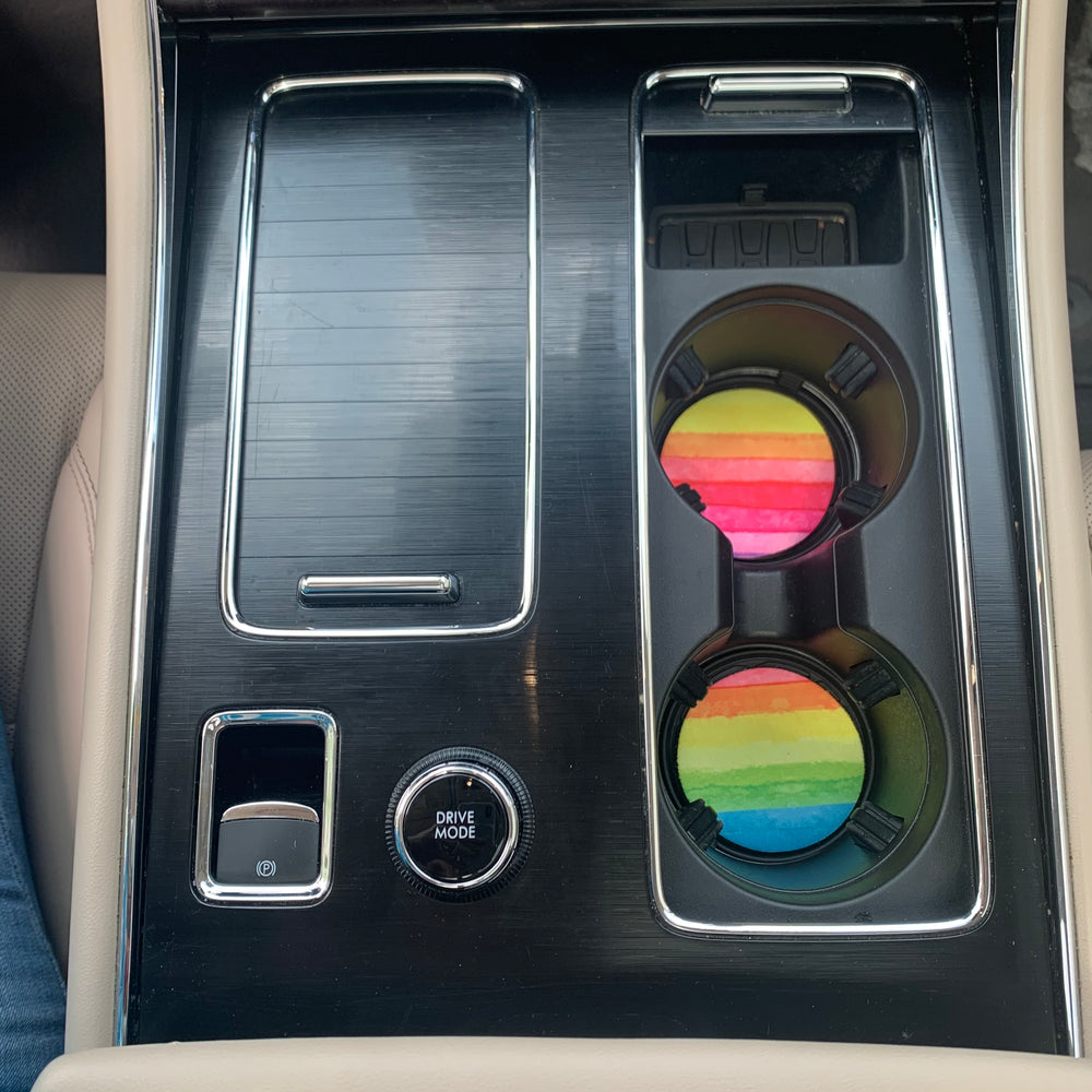 Rainbow Neoprene Car Coasters