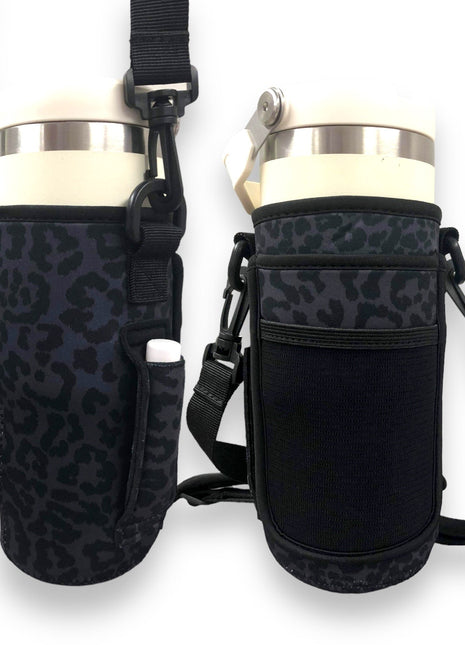 Black Leopard 30-40oz Tumbler Handler™  With Carrying Strap