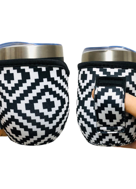 Black & White Aztec 12oz Wine Tumbler Handler™ - Limited Edition*