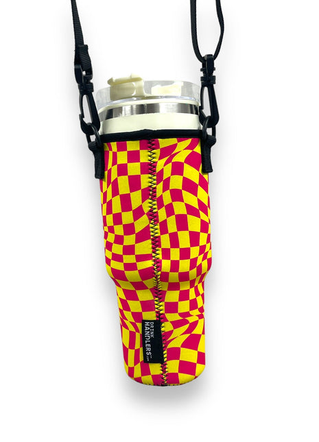 Retro Checkerboard 40oz Tumbler With Handle Sleeve