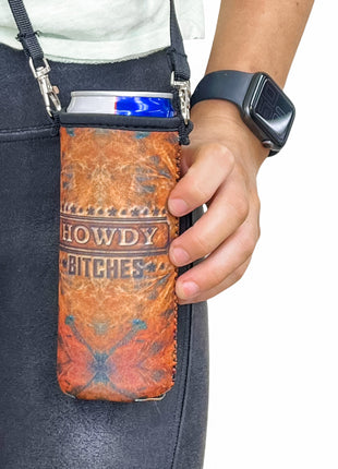 12oz Slim Can Cooler (no handle) W/ Carrying Strap