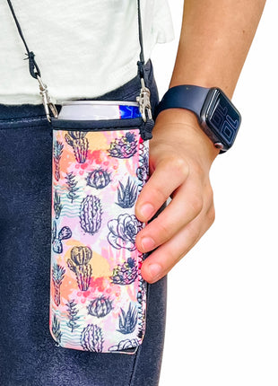 12oz Slim Can Cooler (no handle) W/ Carrying Strap