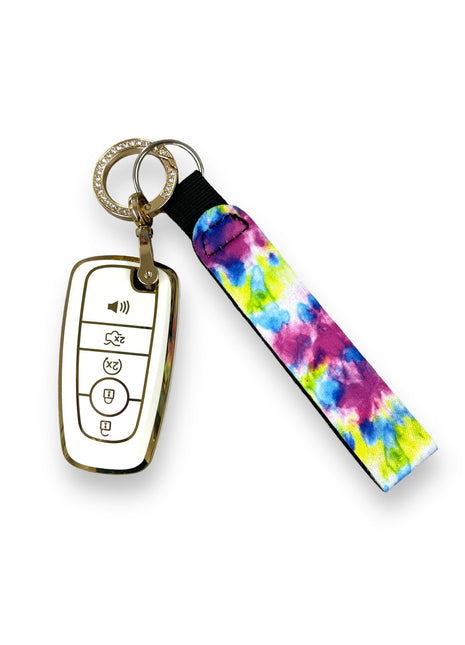 Purple Tie Dye Wristlet Keychain