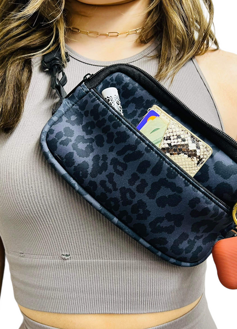 Black Leopard Cross Body Purse