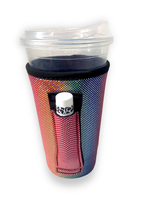 Iridescent Rainbow 16oz PINT Glass / Medium Fountain Drinks and Hot Coffee Handlers™ - Drink Handlers