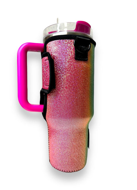 Iridescent Rainbow 40oz Tumbler With Handle Sleeve - Drink Handlers