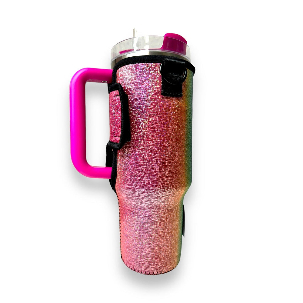 Iridescent Rainbow 40oz Tumbler With Handle Sleeve - Drink Handlers