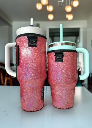 Pink Party 25-35oz Tumbler With Handle Sleeve - Drink Handlers