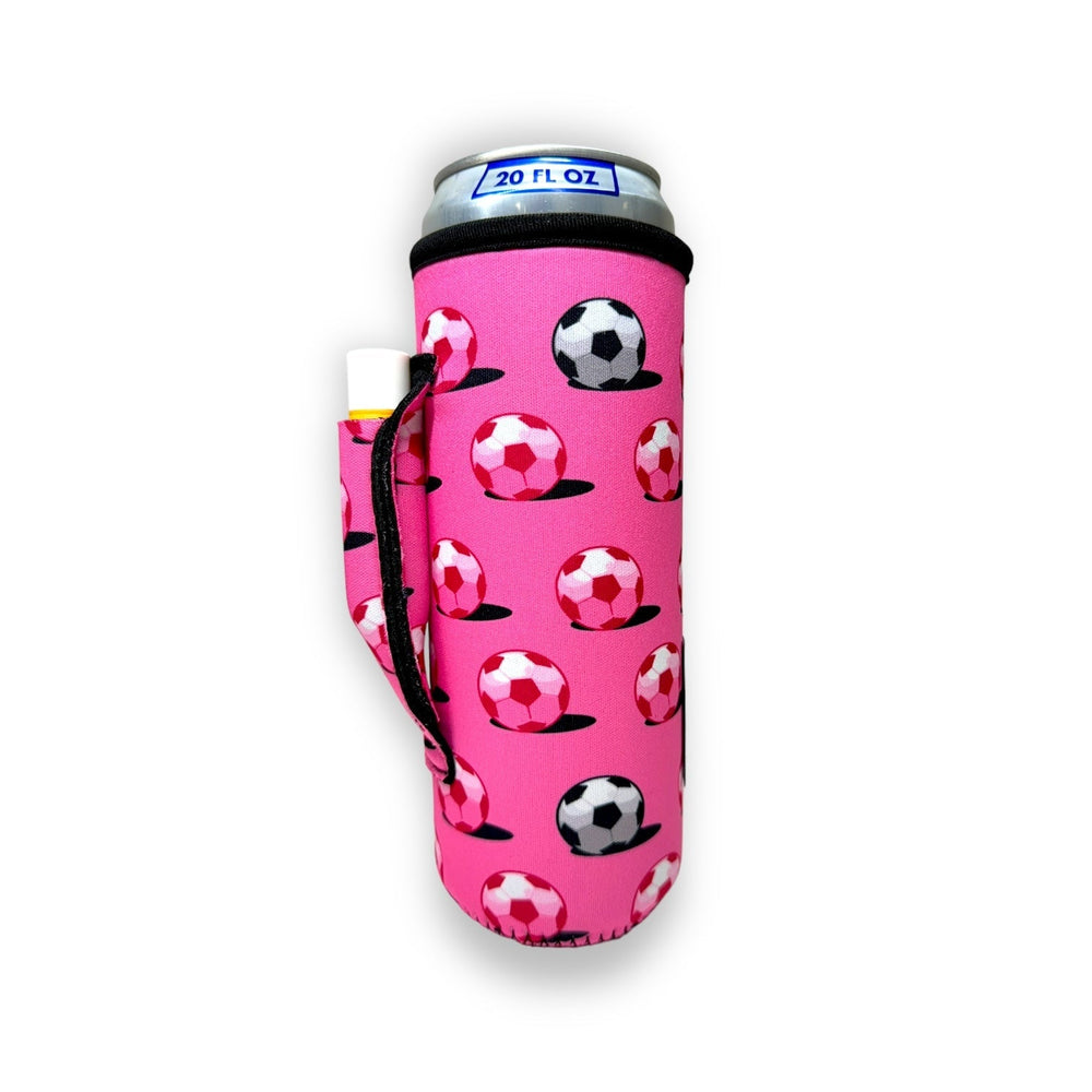 Pink Soccer 16-24oz Soda & Water Bottle / Tallboy Can Handler™ - Drink Handlers