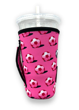Pink Soccer 20oz Large Coffee / Tea / Tumbler Handler™ - Drink Handlers