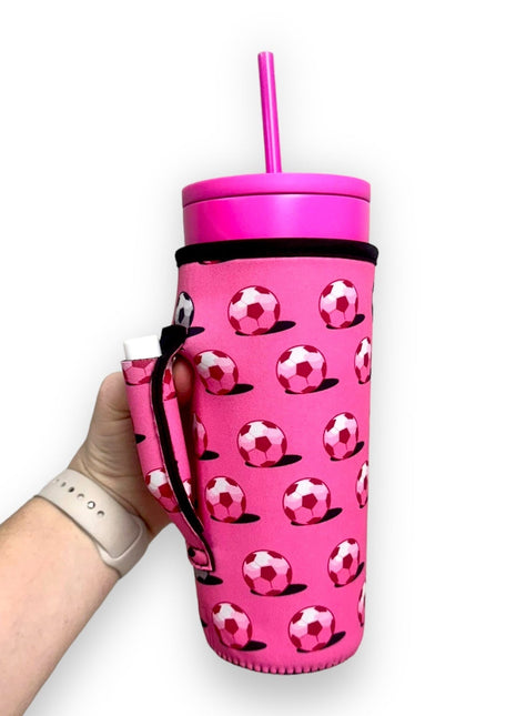 Pink Soccer 30oz Tumbler Handler™ - Drink Handlers