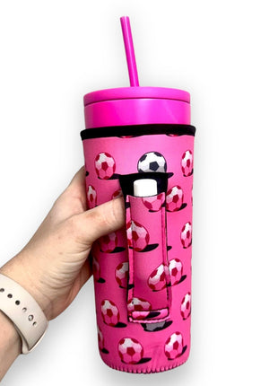 Pink Soccer 30oz Tumbler Handler™ - Drink Handlers