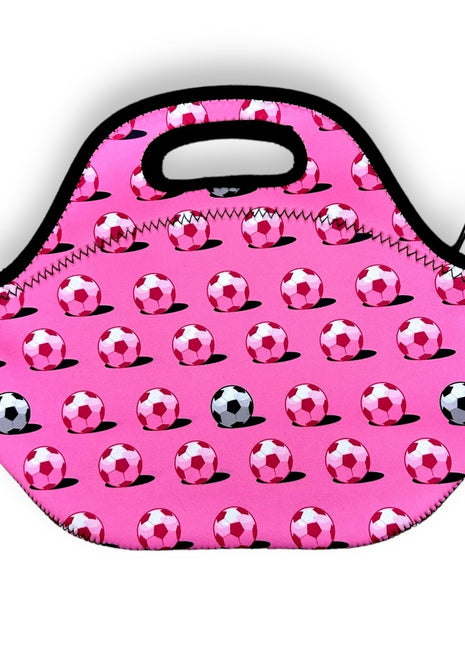 Pink Soccer Lunch Bag Tote - Drink Handlers