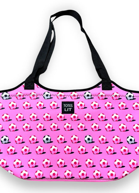 Pink Soccer Neoprene Tote - Drink Handlers