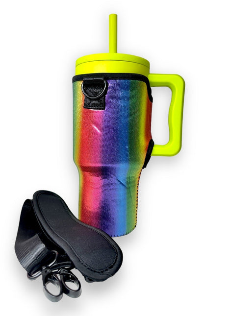 Radiant Rainbow 25-35oz Tumbler With Handle Sleeve - Drink Handlers