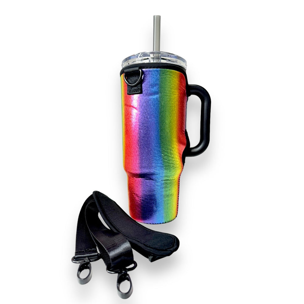 Radiant Rainbow 40oz Tumbler With Handle Sleeve - Drink Handlers