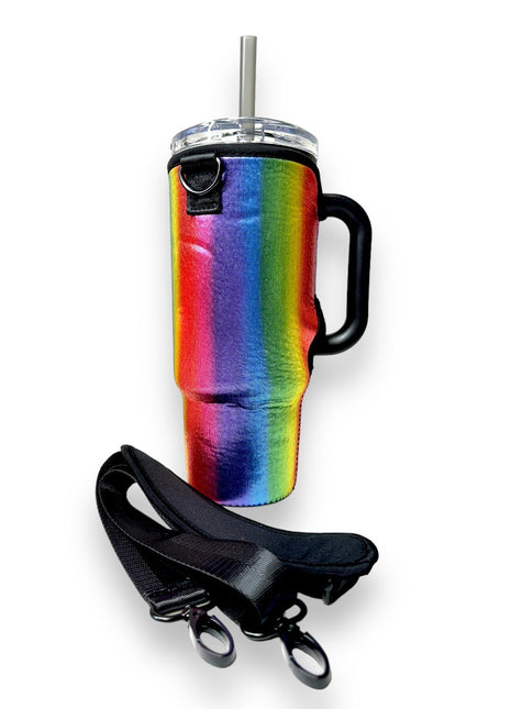 Radiant Rainbow 40oz Tumbler With Handle Sleeve - Drink Handlers