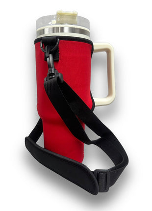 Red 40oz Tumbler With Handle Sleeve - Drink Handlers