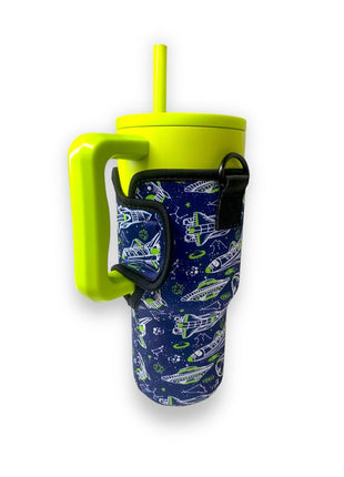 Rocket Ships 25-35oz Tumbler With Handle Sleeve - Drink Handlers
