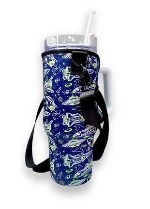 Rocket Ships 40oz Tumbler With Handle Sleeve - Drink Handlers