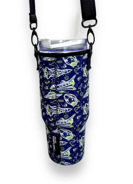 Rocket Ships 40oz Tumbler With Handle Sleeve - Drink Handlers