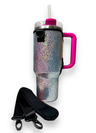 Silver Fox 40oz Tumbler With Handle Sleeve - Drink Handlers